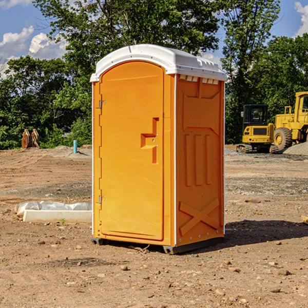 how often are the portable restrooms cleaned and serviced during a rental period in Romulus